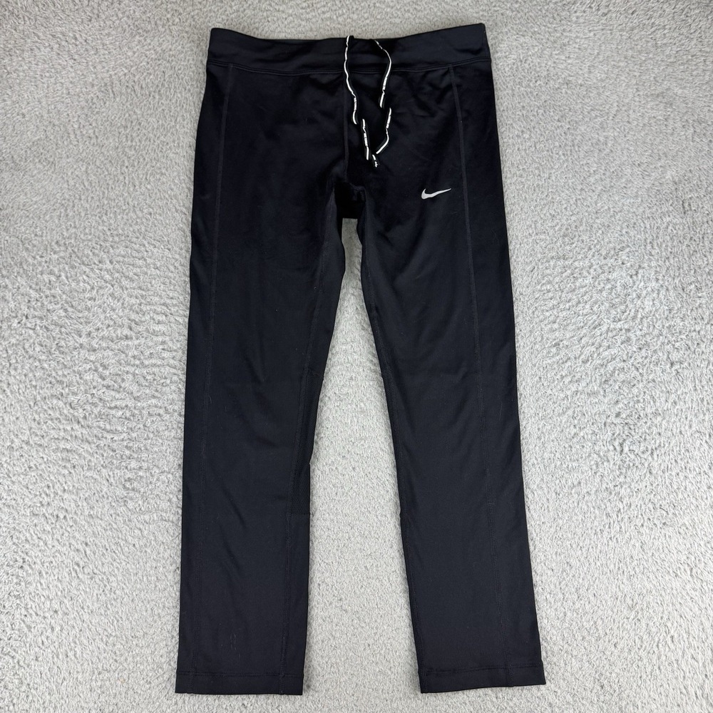 Nike Running Dri-Fit Black Pull-On Drawstring Compression Capris Size Medium